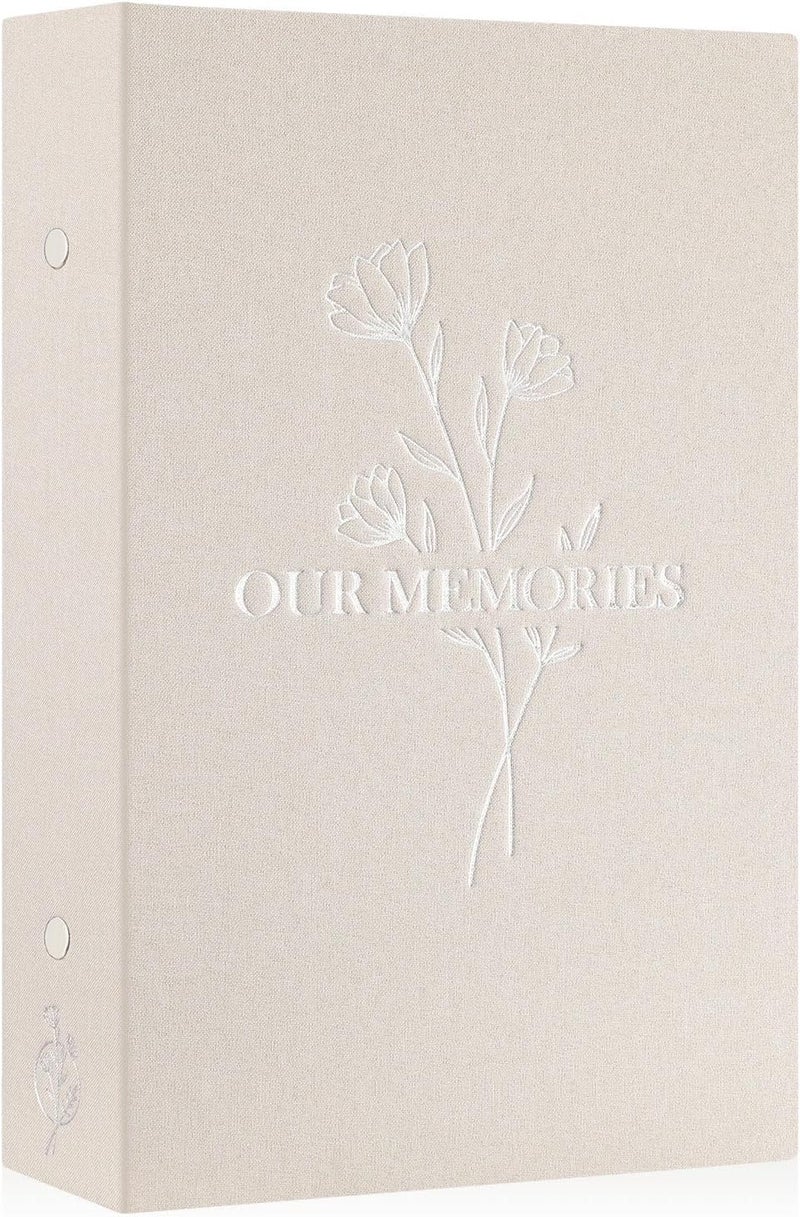Lanpn Photo Album 4x6 300 Pockets, Linen OUR MEMORIES Hardcover Photo Book Photobook Holds 300 Horizontal Pictures Only Beige - Image 1